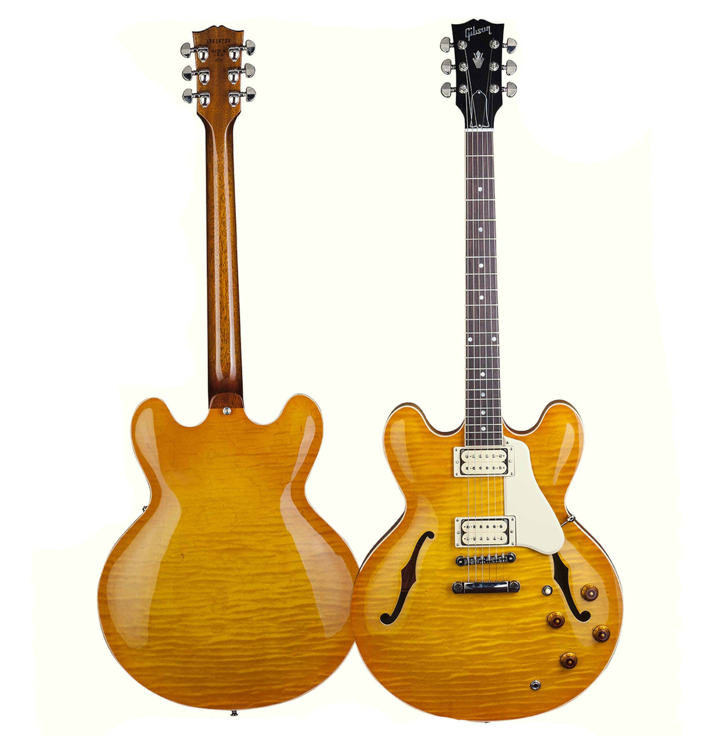 Полуакустическая электрогитара Gibson Memphis ES-335 Lemon Burst DiMarzio Double Cream