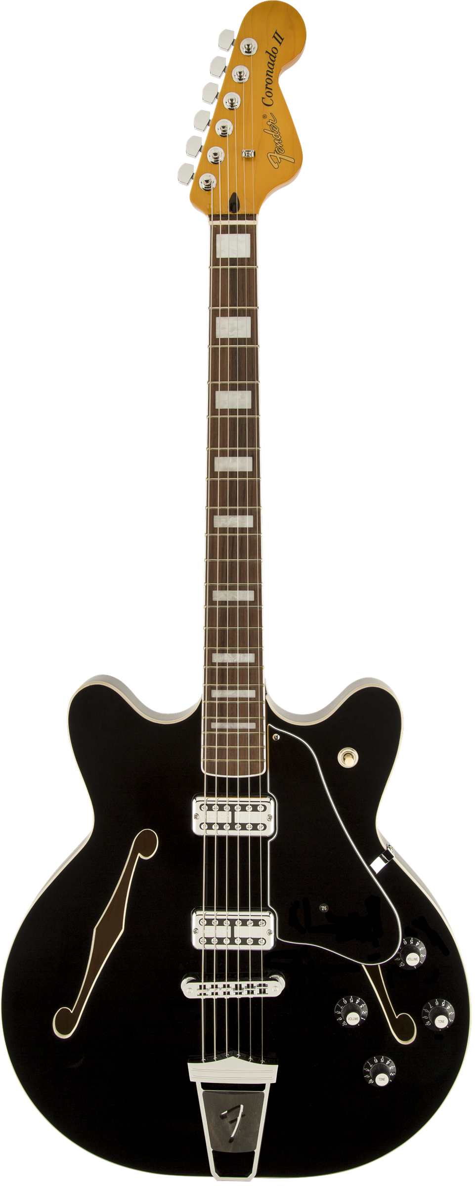 Полуакустическая электрогитара Fender Coronado Guitar, Black, Rosewood