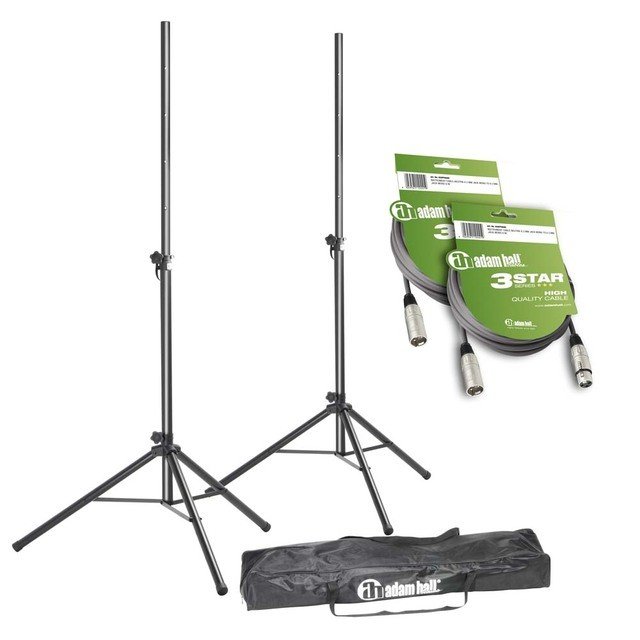 Стойка для акустики Adam Hall Stands SPS 023 SET 3 - Set of 2 Speaker Stands with Bag and 2 XLR Cables