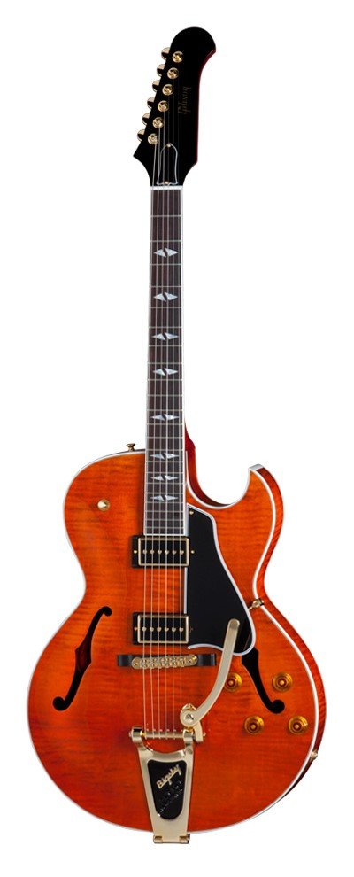 Полуакустическая электрогитара Gibson Memphis ES195 FIGURED TRANS AMBER