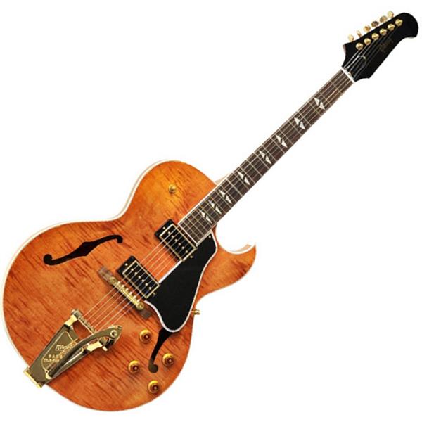 Полуакустическая электрогитара Gibson Memphis ES195 FIGURED TRANS AMBER